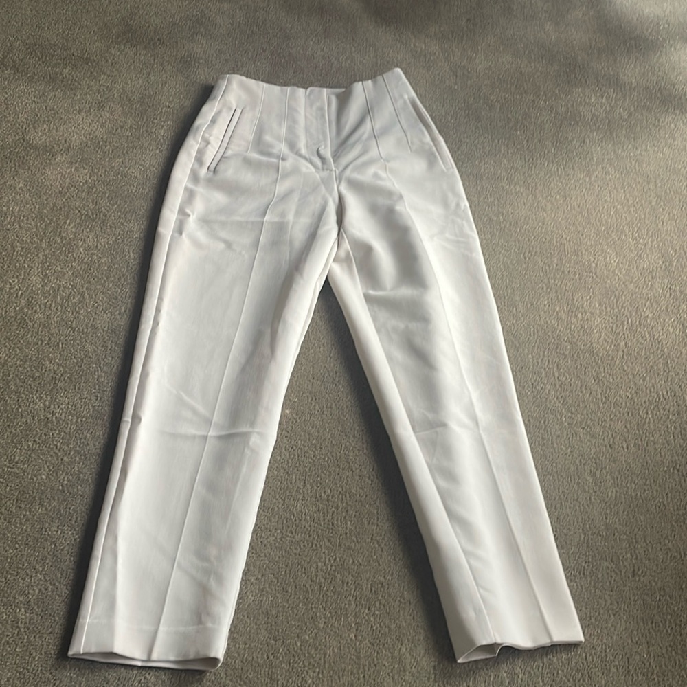 Zara High Waisted Pants Oyster White Small